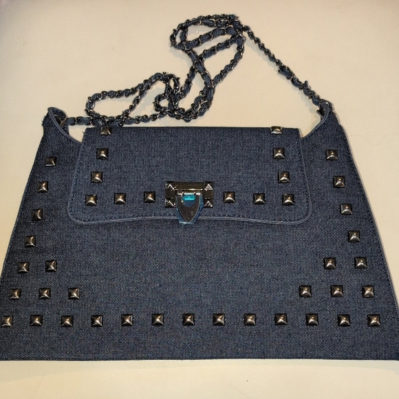 unbranded Handbags - Studded Denim Chain Shoulder Bag
